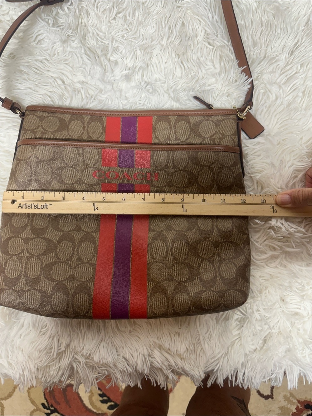 Coach Varsity Stripe Large File Rowan Crossbody Bag Purse - Picture 5 of 15